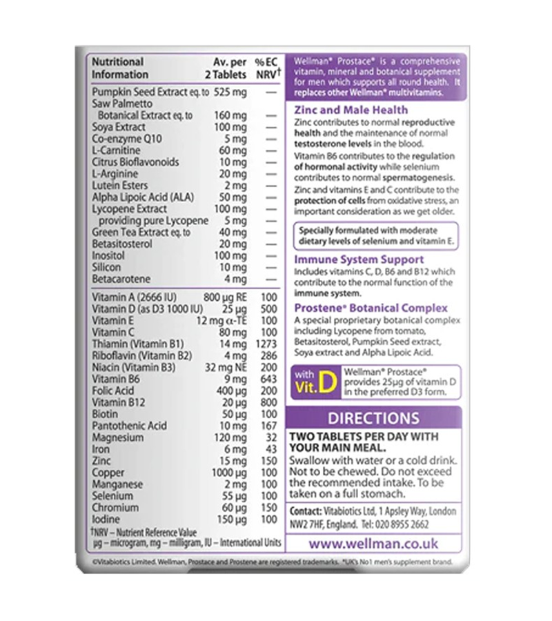 Wellman Prostace - 60 Tablets