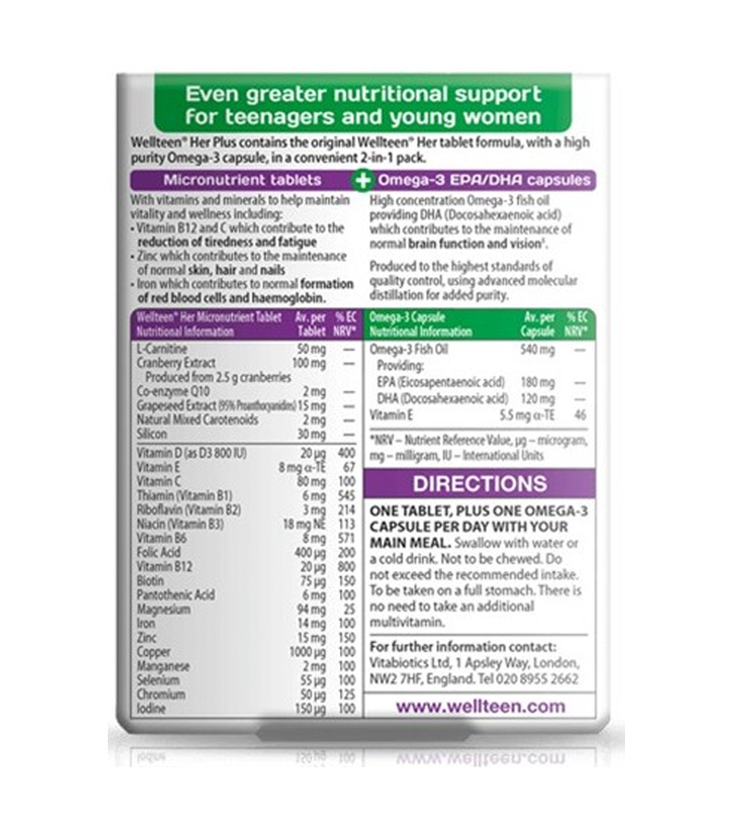 Wellteen Her Plus 56 Tablets/Capsules