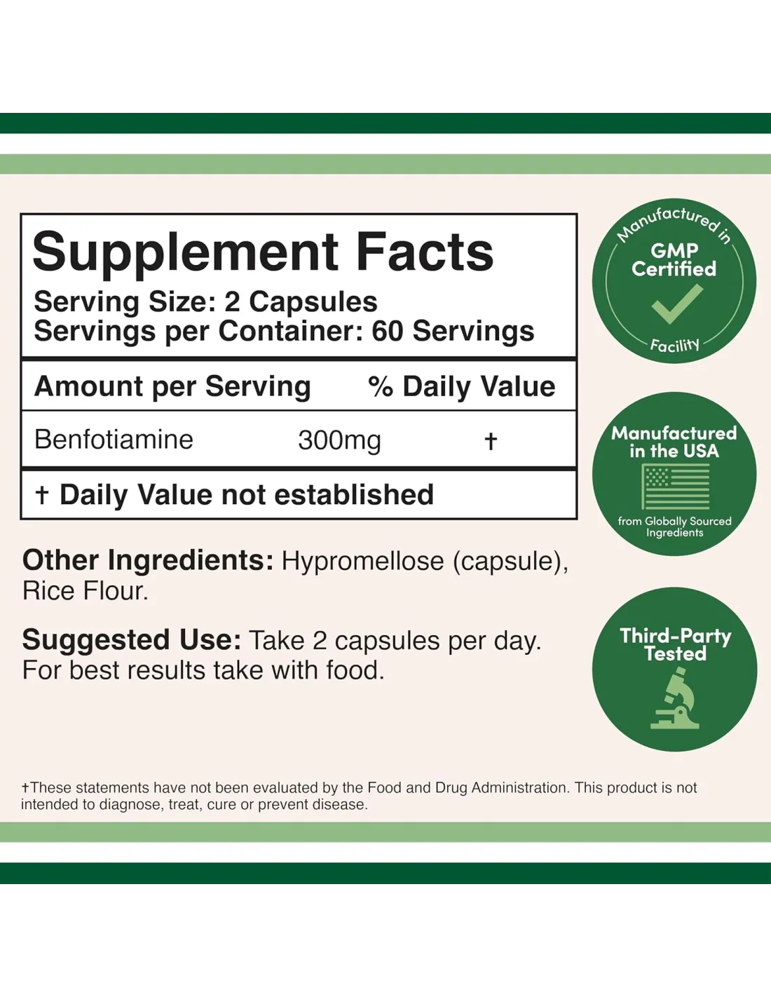 Benfotiamine 300mg - 120 Capsules