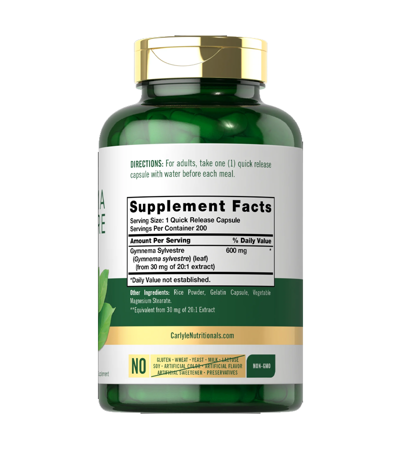 Gymnema Sylvestre Leaf Extract 600 mg | 200 Capsules