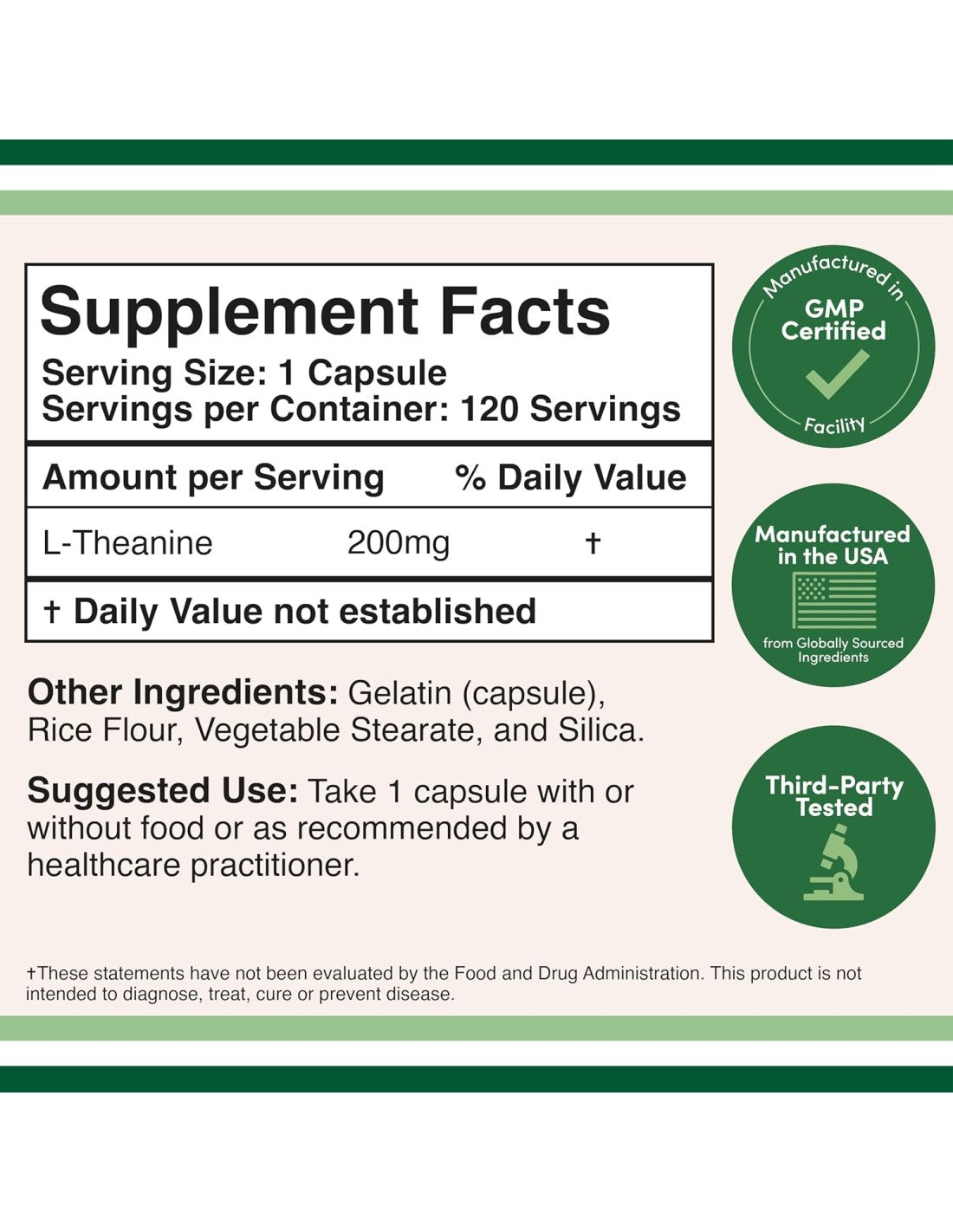 L-Theanine 200mg - 120 Capsules