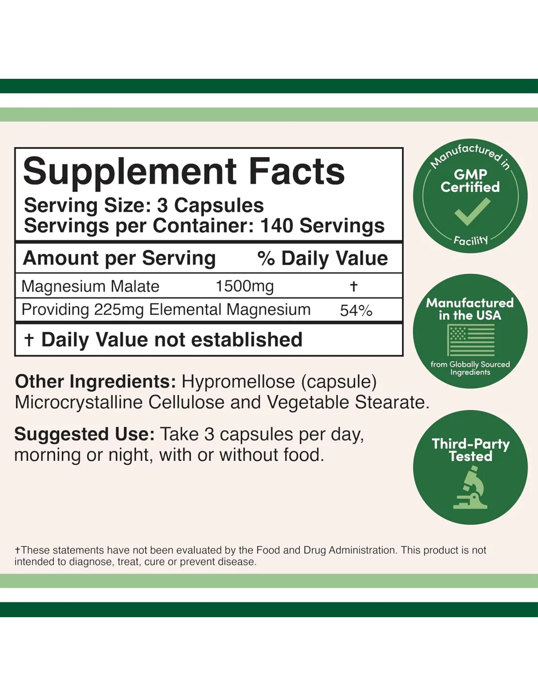 Magnesium Malate 1500mg - 420 Capsules