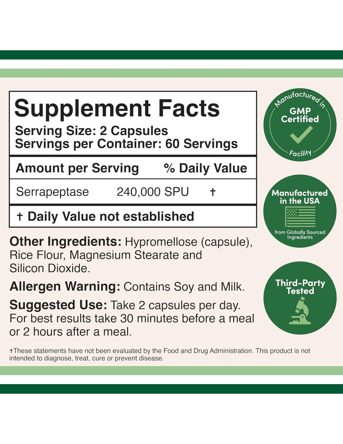 Serrapeptase 240,000 SPU - 120 Veggie Capsules