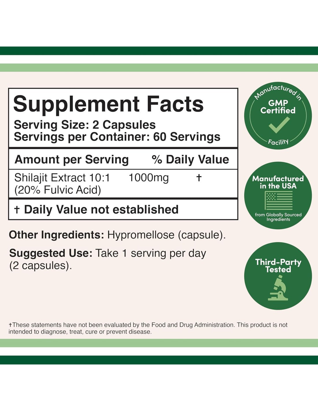 Shilajit Pure Himalayan Capsules (20% Fulvic Acid Supplement) 1000mg - 120 Capsules