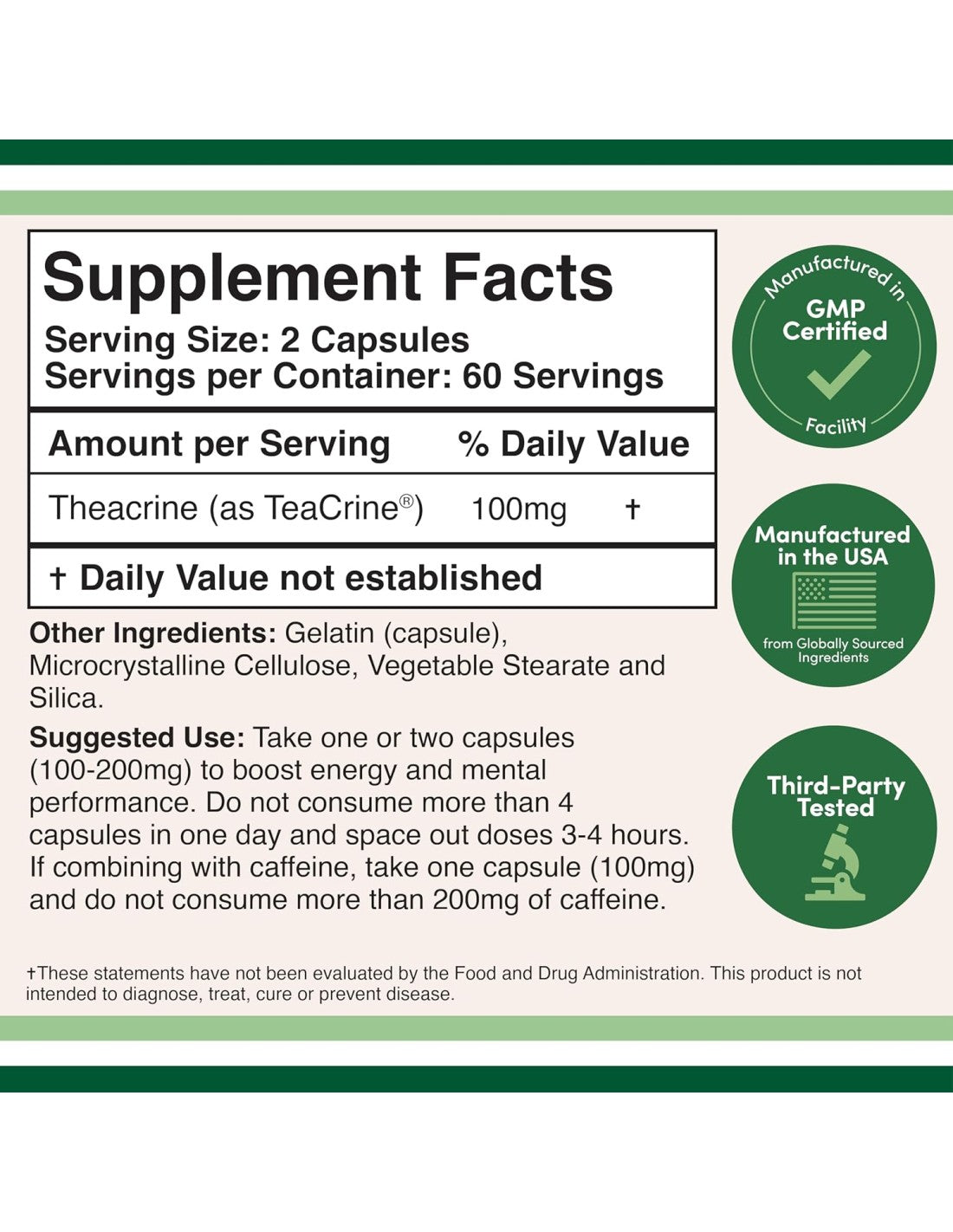 Theacrine 100Mg - 60 Capsules